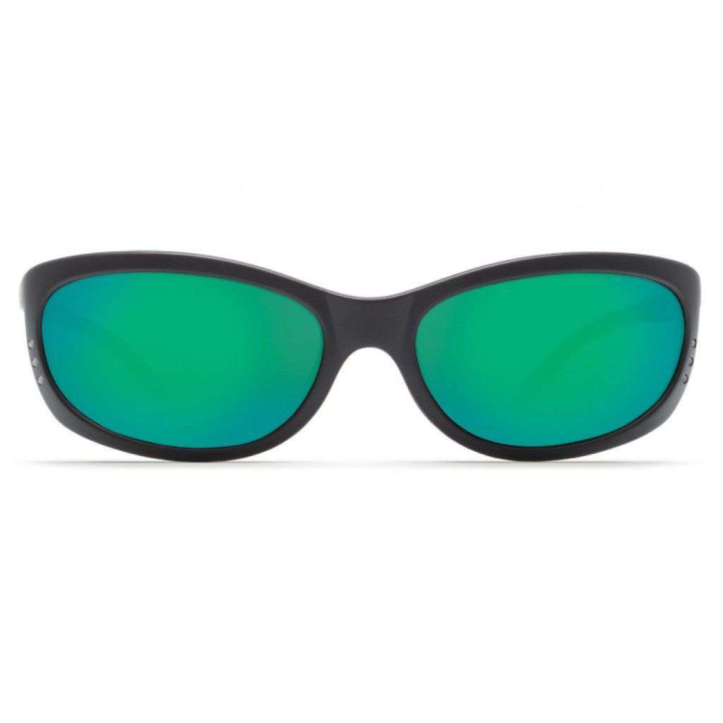 Fathom Matte Black Sunglasses with Green Mirror 400G Lenses by Costa Del Mar - Country Club Prep