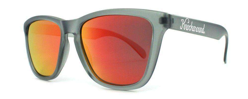 Frosted Grey Premium Sunglasses with Polarized Red Sunset Lenses by Knockaround - Country Club Prep
