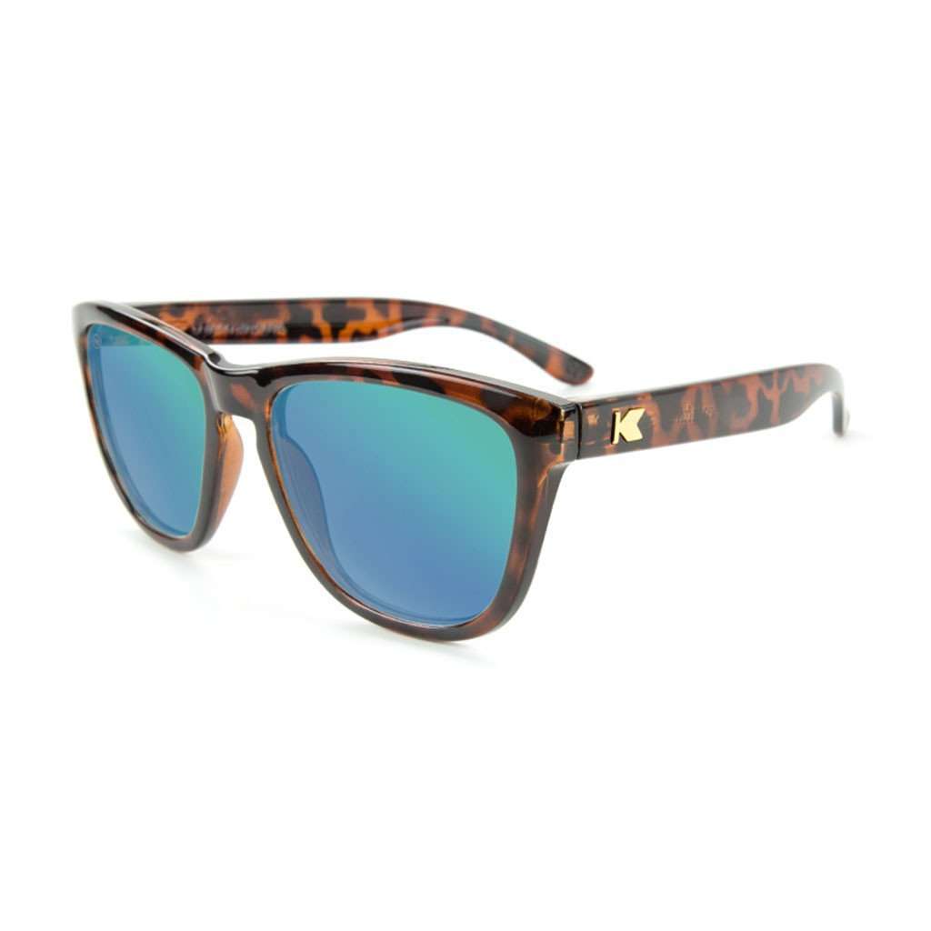 Glossy Tortoise Shell Premiums with Green Moonshine Lenses by Knockaround - Country Club Prep