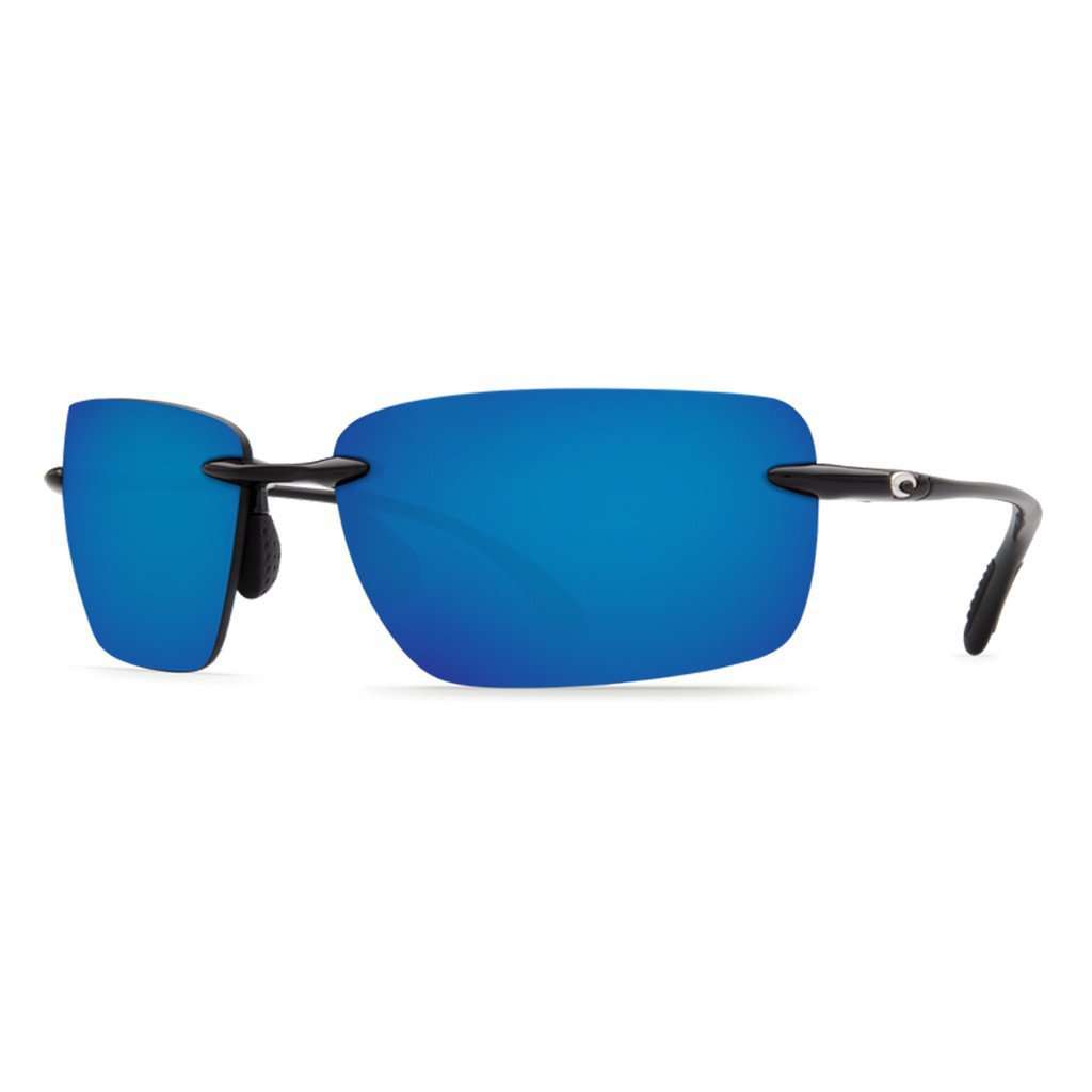 Gulf Shore Sunglasses in Shiny Black with Blue Mirror 580P Lenses by Costa Del Mar - Country Club Prep