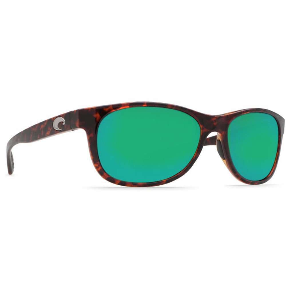 Prop Tortoise Sunglasses with Green Mirror 580P Lenses by Costa Del Mar - Country Club Prep