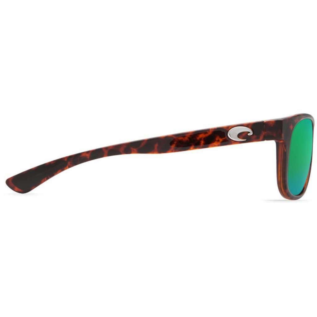 Prop Tortoise Sunglasses with Green Mirror 580P Lenses by Costa Del Mar - Country Club Prep
