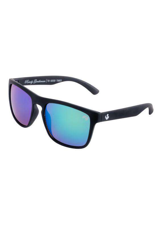 Rubberized Sunglasses in Black with Blue Lens by Rowdy Gentleman - Country Club Prep