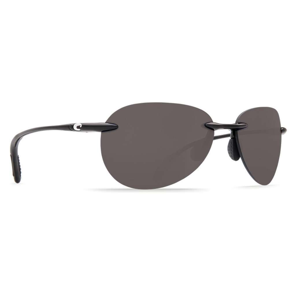 West Bay Sunglasses in Shiny Black with Gray 580P Lenses by Costa Del Mar - Country Club Prep