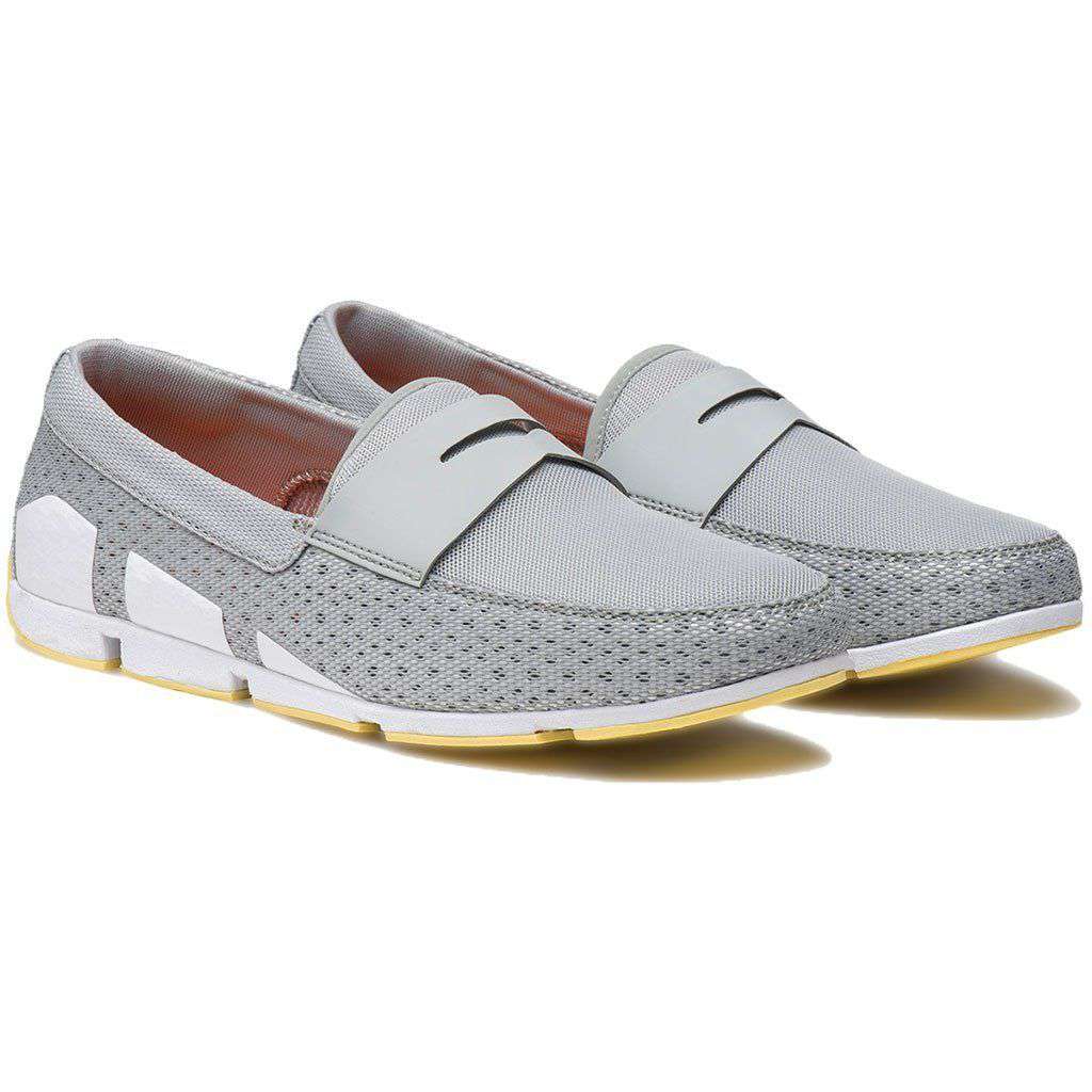 Men's Breeze Penny Loafer in Light Gray, White & Faded Lemon by SWIMS - Country Club Prep