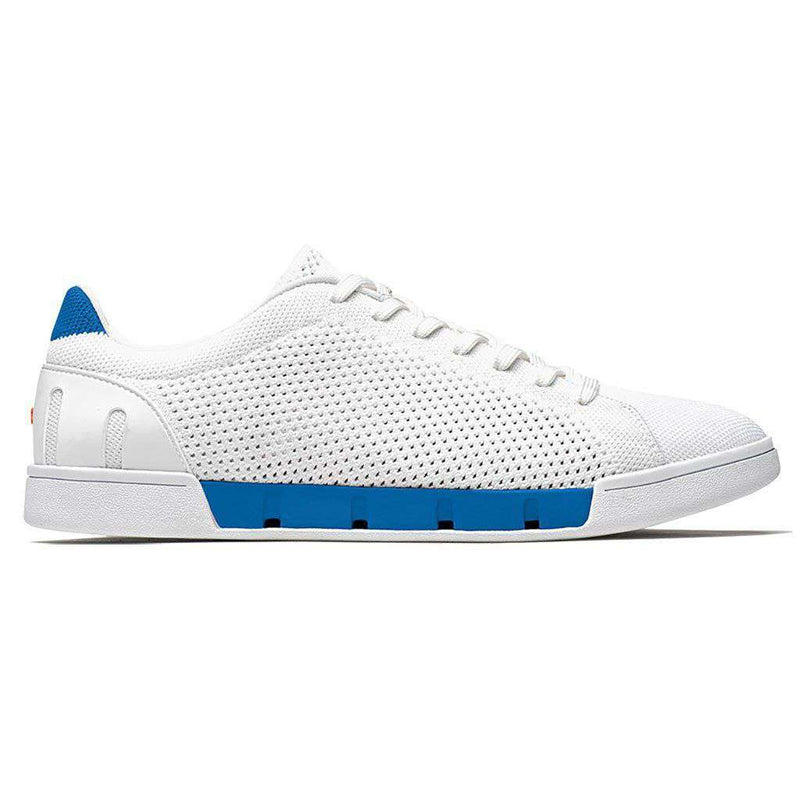Men's Breeze Tennis Knit Sneaker in White & Blue Blitz by SWIMS - Country Club Prep