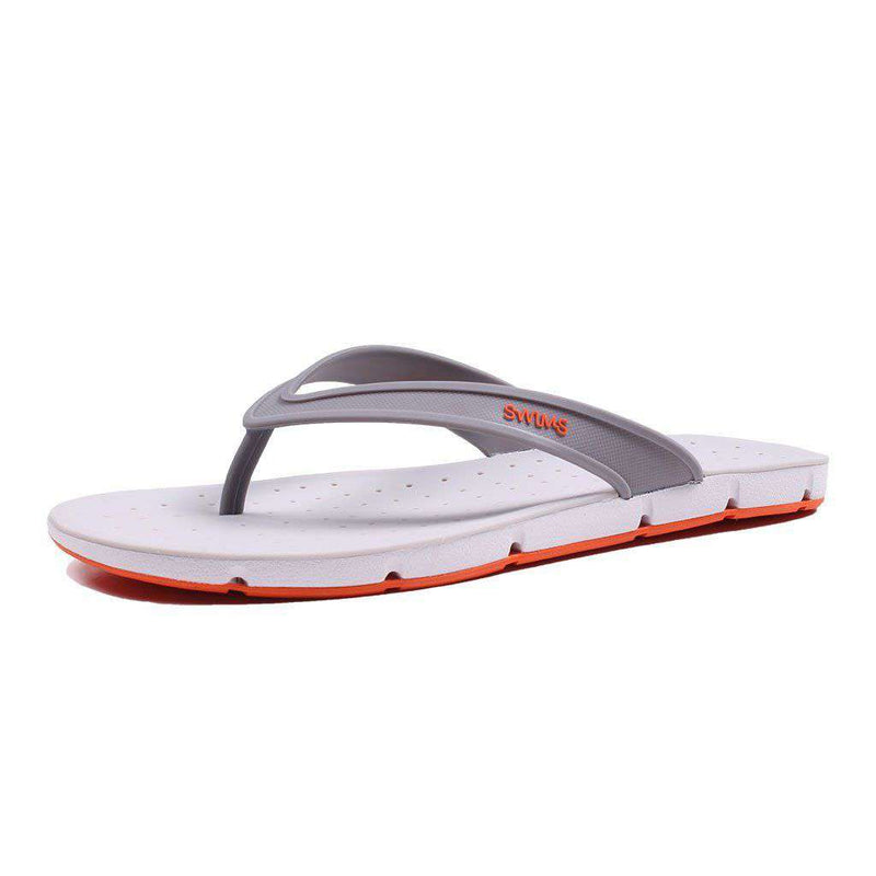Men's Breeze Thong Sandal in Gray, White & Orange by SWIMS - Country Club Prep