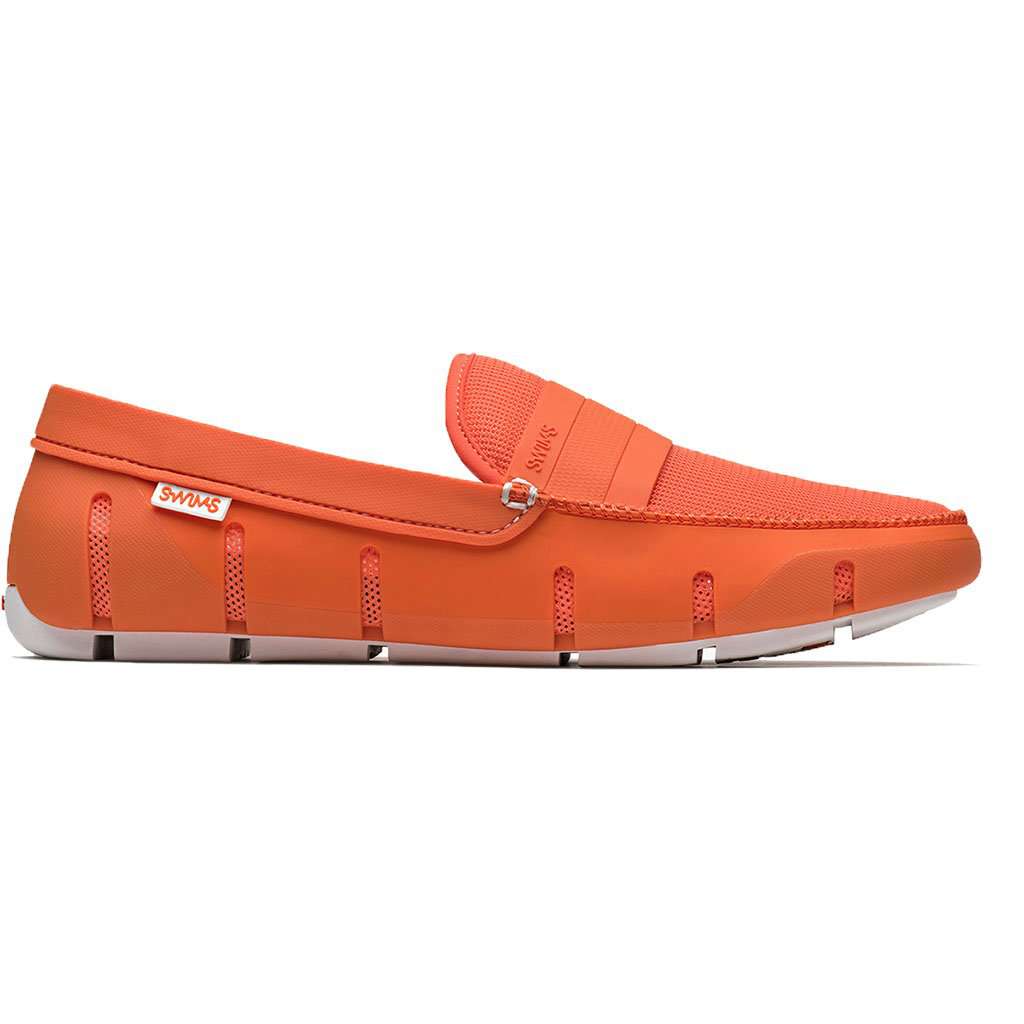 Men's Stride Single Band Keeper Loafer in Orange & White by SWIMS - Country Club Prep