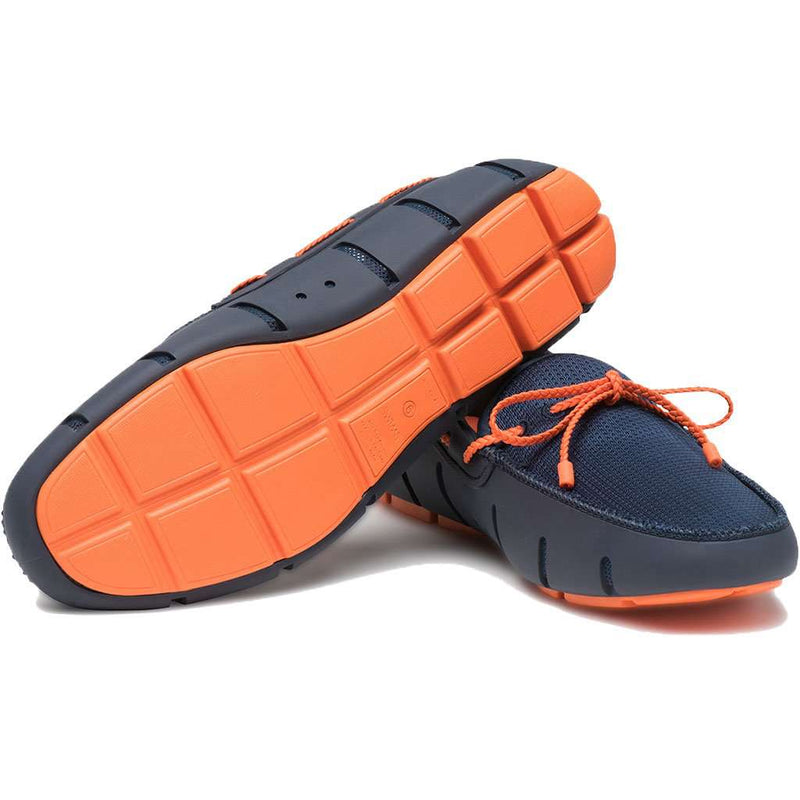 Men's Water Resistant Braided Lace Loafer in Navy & Orange by SWIMS - Country Club Prep