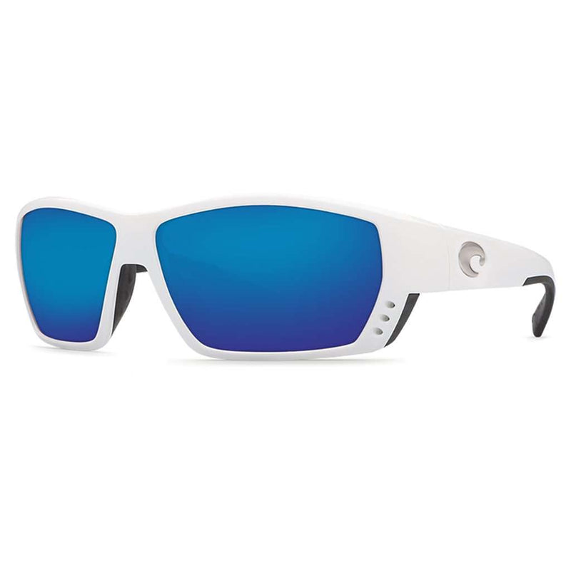 Tuna Alley Sunglasses in White with Blue Mirror Polarized Glass Lenses by Costa del Mar - Country Club Prep