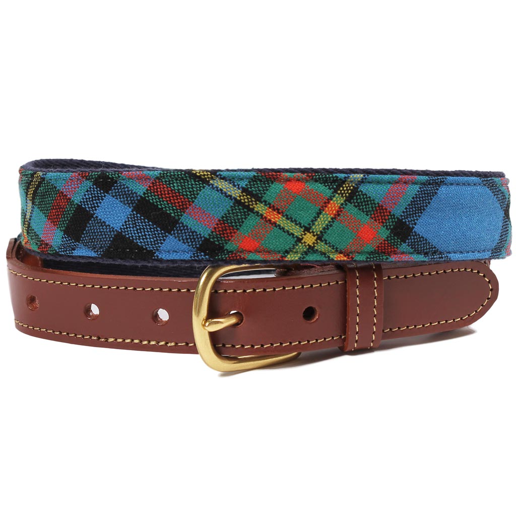 Giles Tartan Leather Tab Belt by Country Club Prep - Country Club Prep