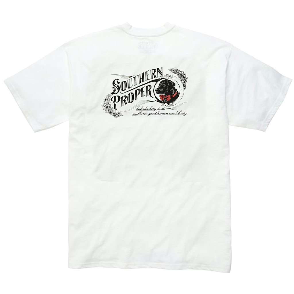 Haberdashery Tee in White by Southern Proper - Country Club Prep
