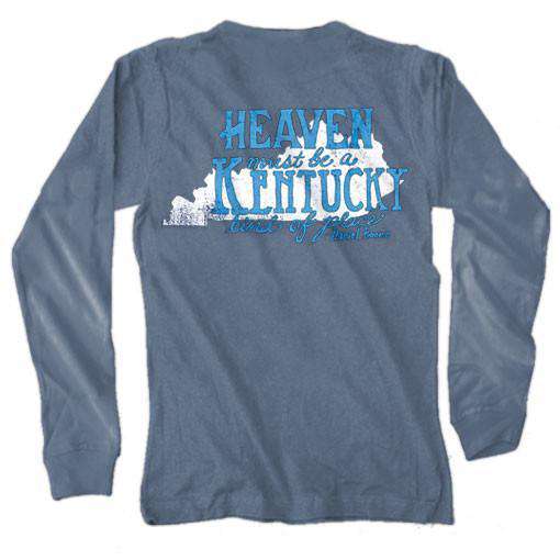 Heaven is Kentucky Long Sleeve Tee in Blue Jean by Live Oak - Country Club Prep