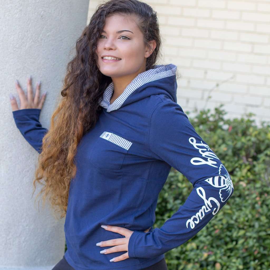 Junior Hoodie Tee in True Navy by Lily Grace - Country Club Prep