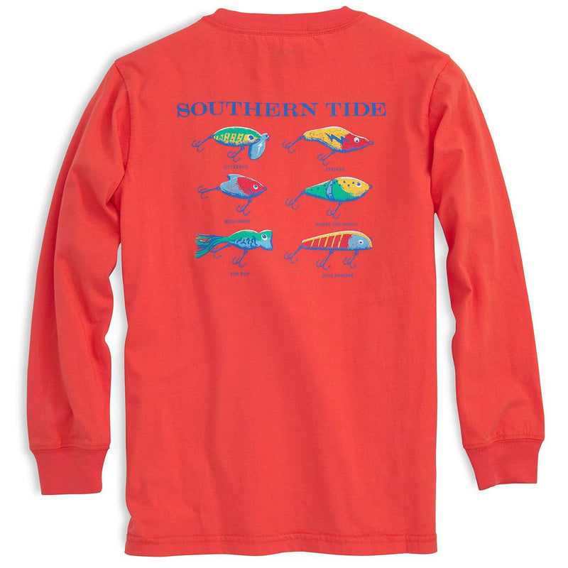 Kids Classic Lures Long Sleeve Tee Shirt in Hot Coral by Southern Tide - Country Club Prep