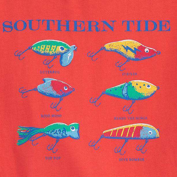 Kids Classic Lures Long Sleeve Tee Shirt in Hot Coral by Southern Tide - Country Club Prep