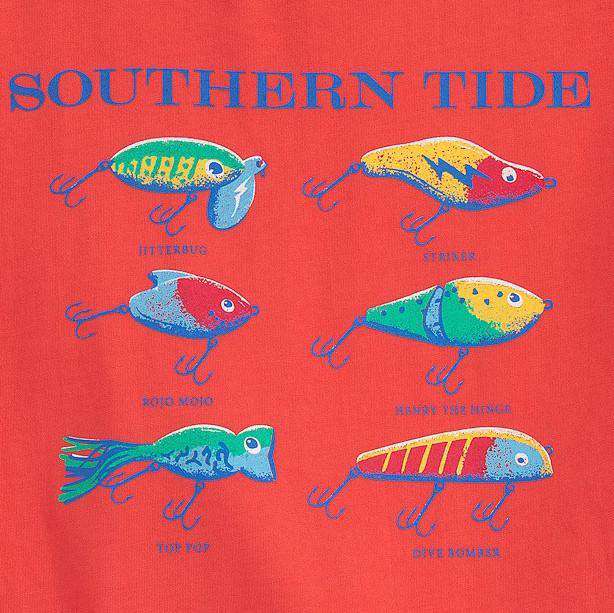 Kids Classic Lures Long Sleeve Tee Shirt in Hot Coral by Southern Tide - Country Club Prep