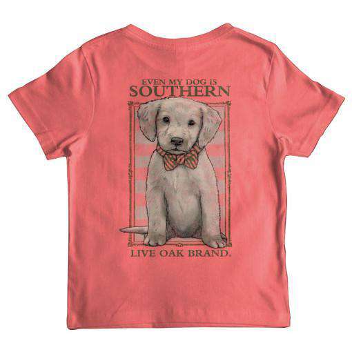KIDS Even My Dog is Southern Tee in Watermelon by Live Oak - Country Club Prep