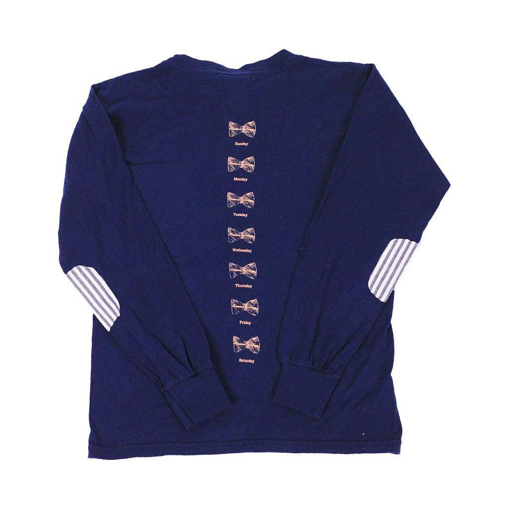 Kids Long Sleeve Seersucker Pocket Tee in Navy by South Sail - Country Club Prep