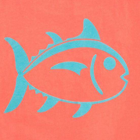 Kids Outline Skipjack Tee Shirt in Nautical Orange by Southern Tide - Country Club Prep