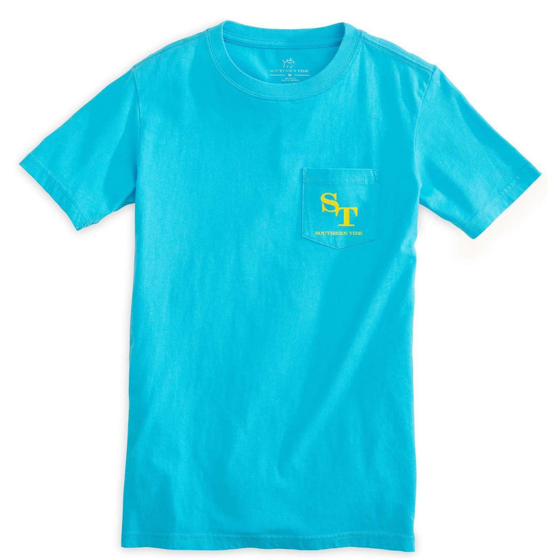 Kids Outline Skipjack Tee Shirt in Scuba Blue by Southern Tide - Country Club Prep