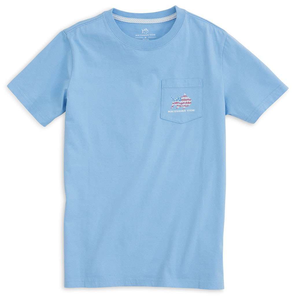 KIDS Skipjack Flag Tee Shirt in Ocean Channel by Southern Tide - Country Club Prep