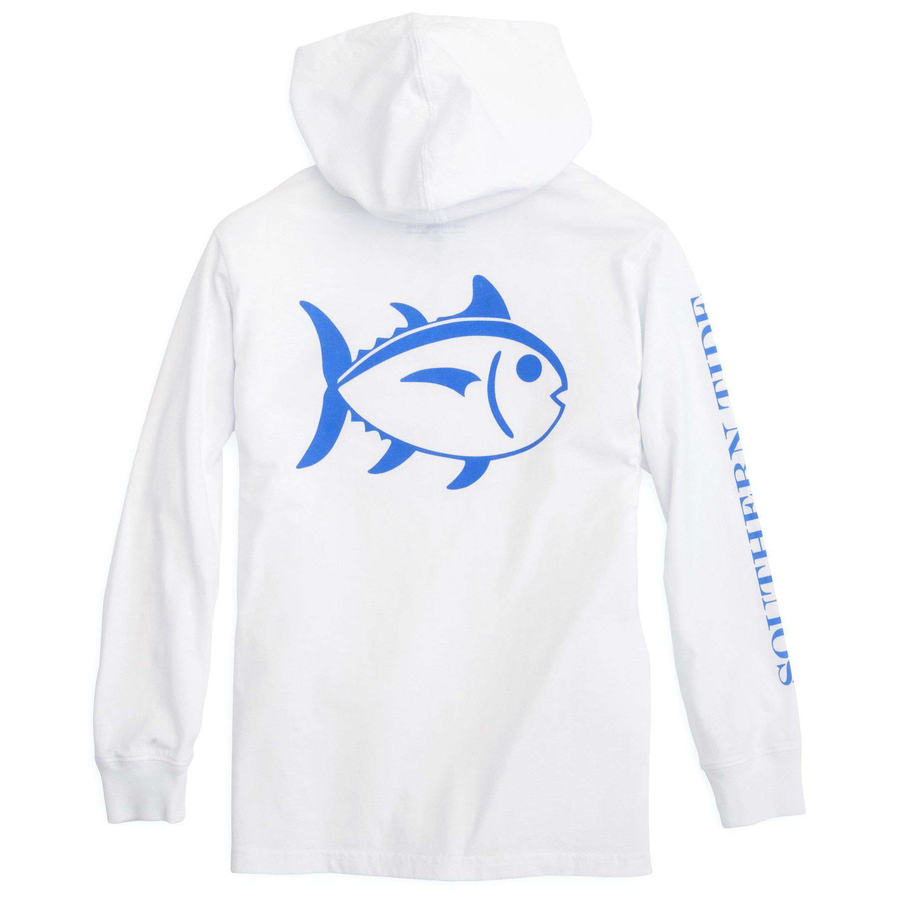Kids Skipjack Long Sleeve Hoodie T-Shirt in Classic White by Southern Tide - Country Club Prep