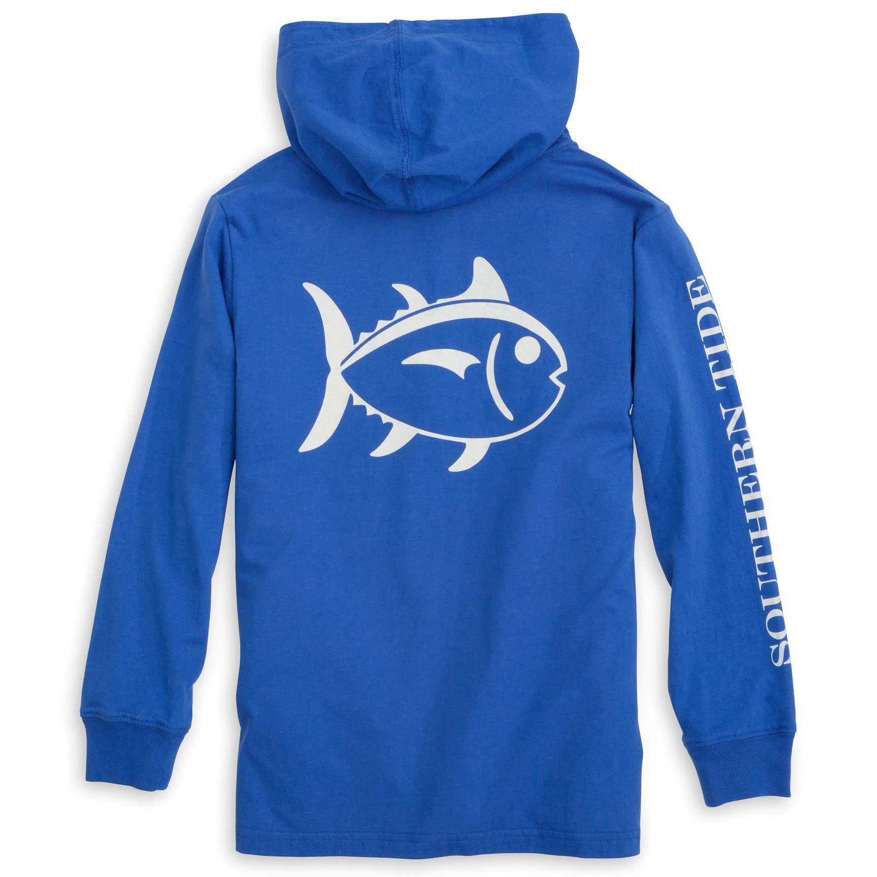 Kids Skipjack Long Sleeve Hoodie T-Shirt in Royal Blue by Southern Tide - Country Club Prep