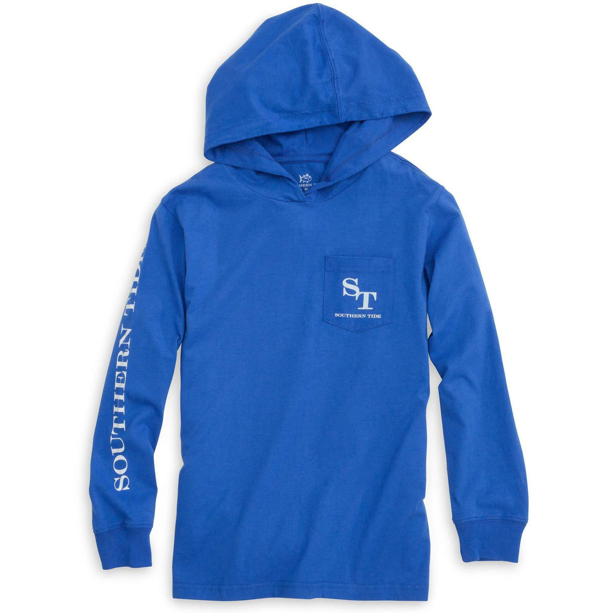 Kids Skipjack Long Sleeve Hoodie T-Shirt in Royal Blue by Southern Tide - Country Club Prep