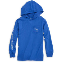 Kids Skipjack Long Sleeve Hoodie T-Shirt in Royal Blue by Southern Tide - Country Club Prep