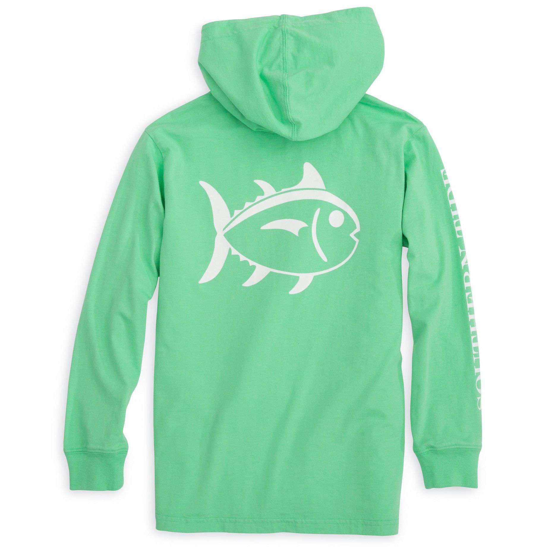 Kids Skipjack Long Sleeve Hoodie T-Shirt in Starboard by Southern Tide - Country Club Prep