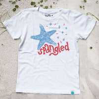 KIDS Star Spangled Recycled Tee Shirt in White by 30A - Country Club Prep