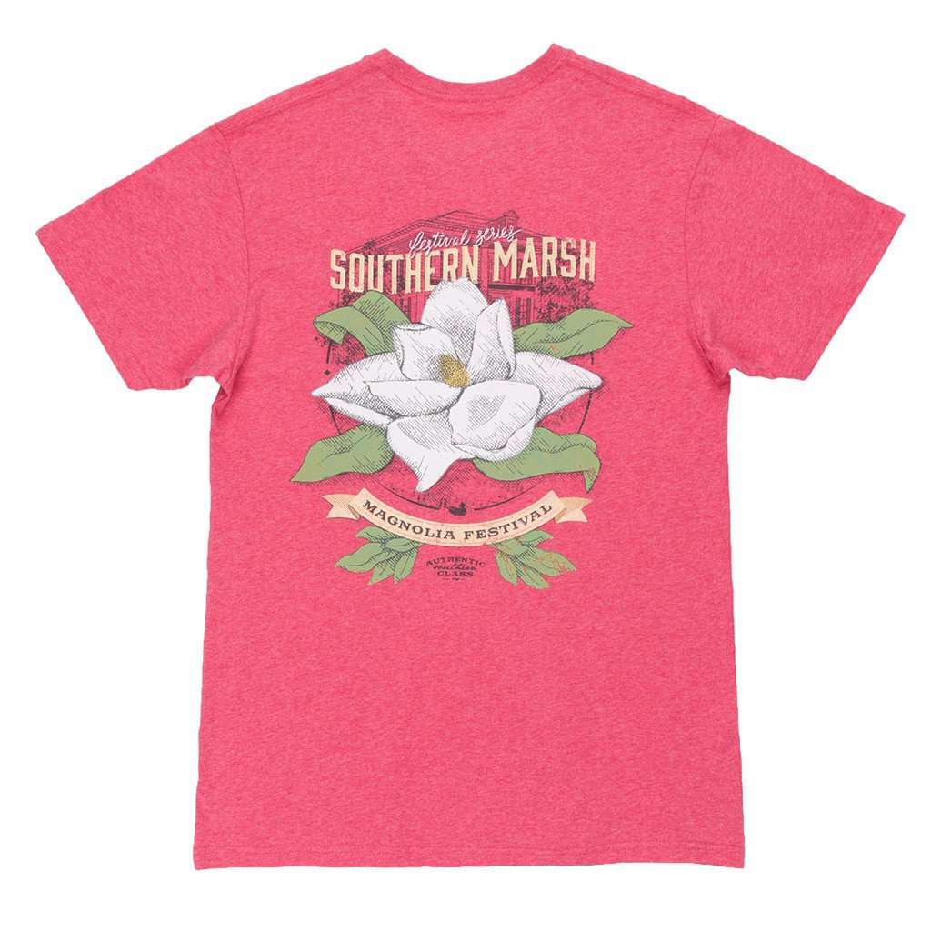 Magnolia Festival Series Tee in Washed Strawberry by Southern Marsh - Country Club Prep
