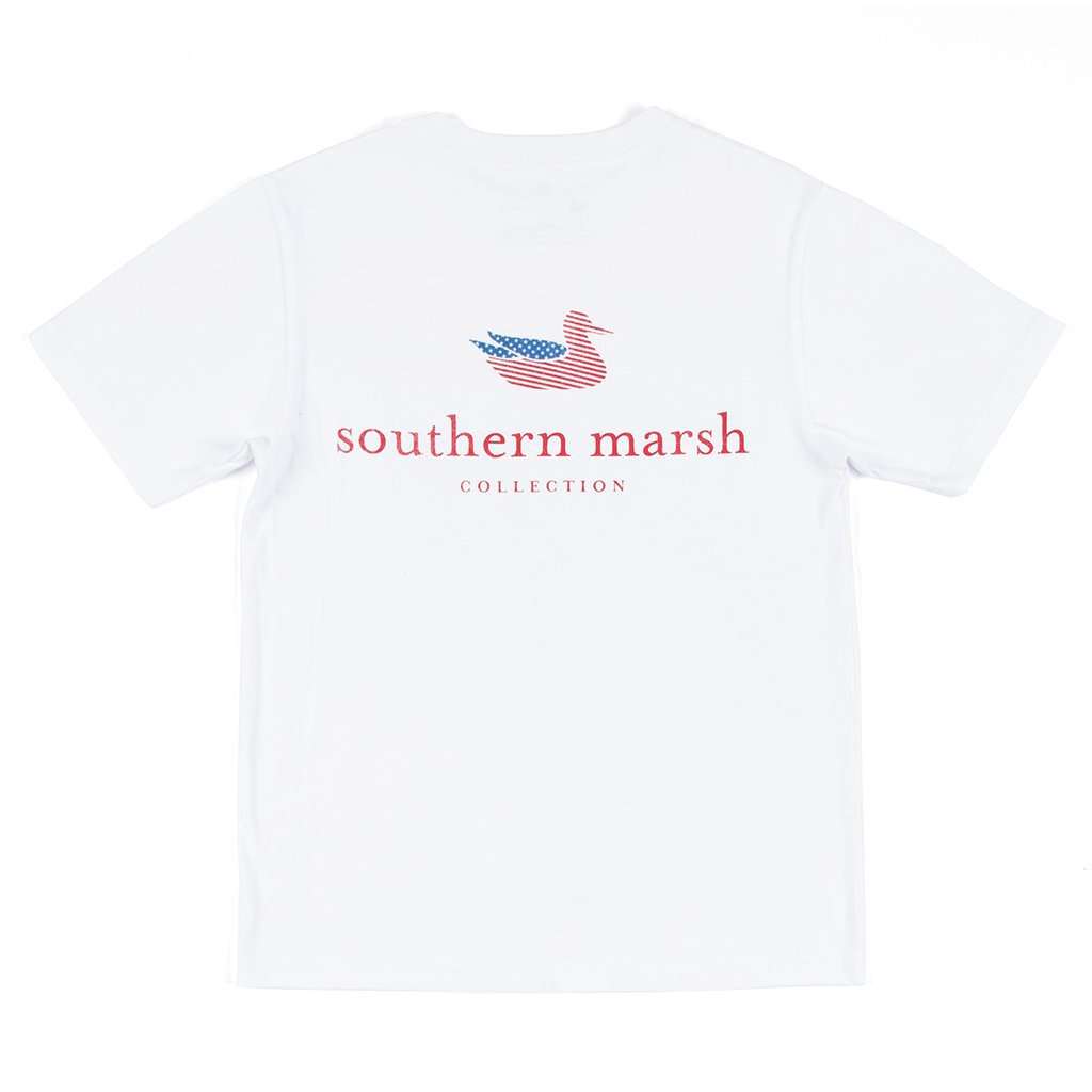 YOUTH Authentic Flag Tee in White by Southern Marsh - Country Club Prep