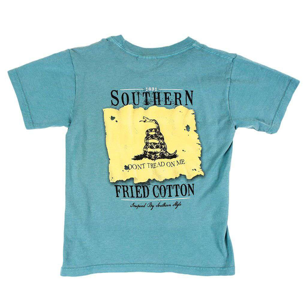 Youth Don't Tread on Me Pocket Tee in Seafoam by Southern Fried Cotton - Country Club Prep