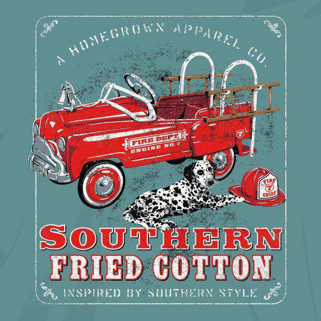 Youth Lil Fire Chief Long Sleeve Tee Shirt in Seafoam by Southern Fried Cotton - Country Club Prep