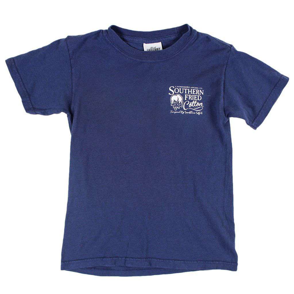 Youth Lil' Fire Chief Pocket Tee in China Blue by Southern Fried Cotton - Country Club Prep