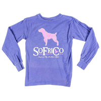 Youth Polka Pointer Long Sleeve Pocket Tee in Violet by Southern Fried Cotton - Country Club Prep