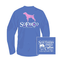 Youth Polka Pointer Long Sleeve Pocket Tee in Violet by Southern Fried Cotton - Country Club Prep