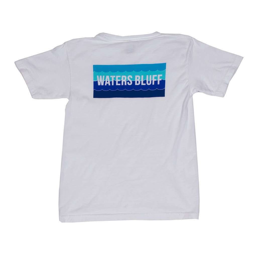 Youth Wave Tee Shirt in White by Waters Bluff - Country Club Prep