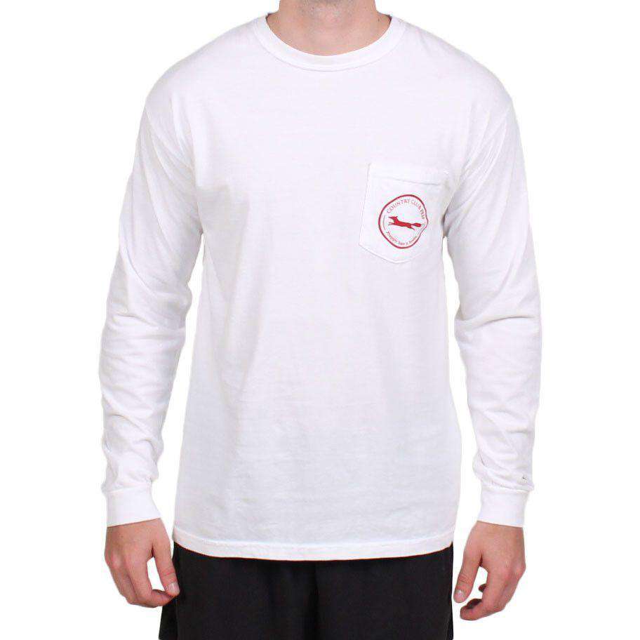 The Tenochtitlan Aztec Pattern Original Logo Long Sleeve Tee Shirt in White by Country Club Prep - Country Club Prep