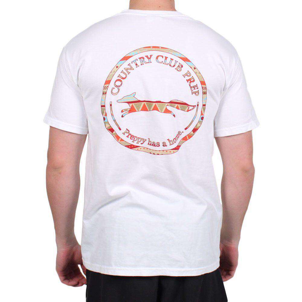 The Tenochtitlan Aztec Pattern Original Logo Tee Shirt in White by Country Club Prep - Country Club Prep