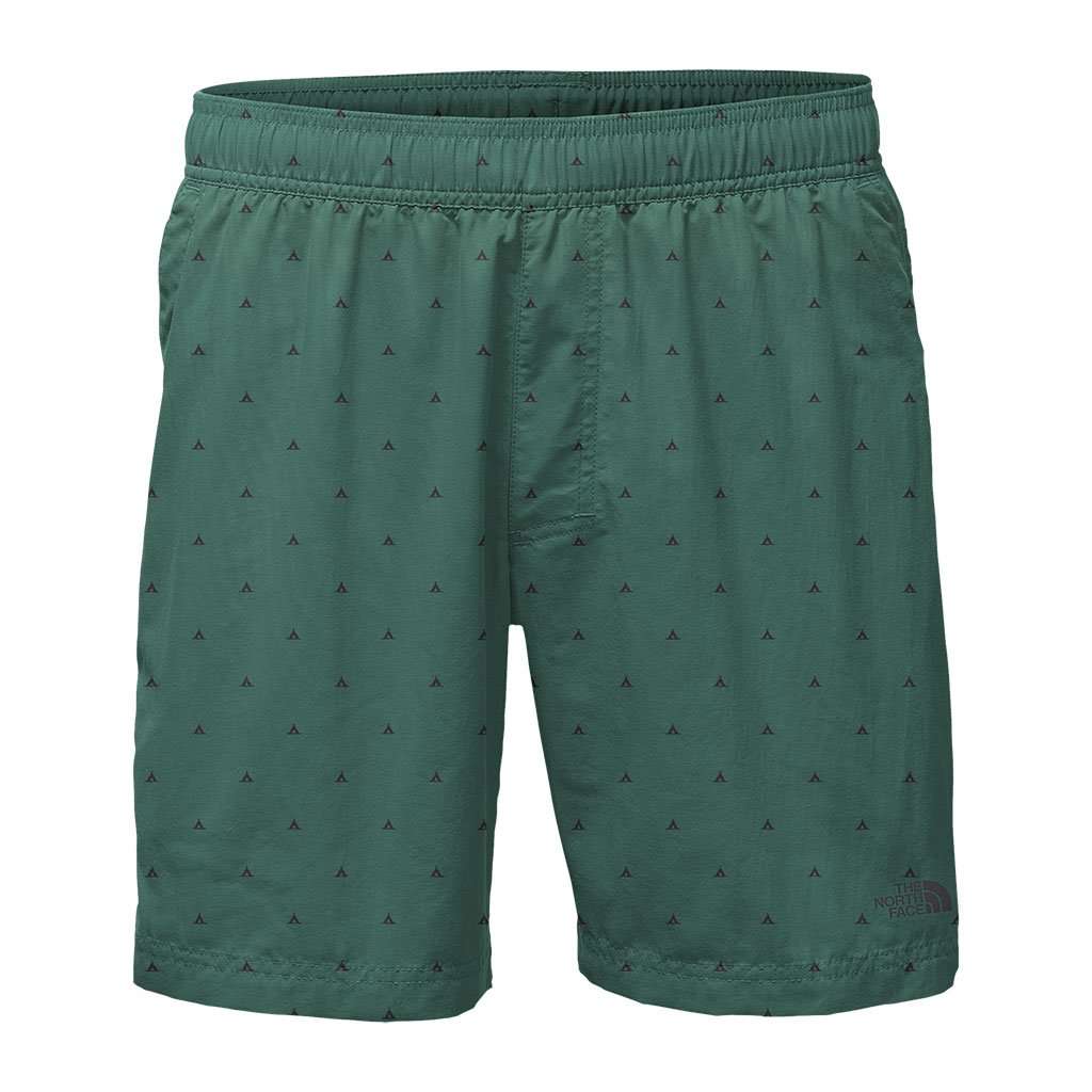 Men's 7" Class V Pull-On Trunks in Smoke Pine Tent Print by The North Face - Country Club Prep