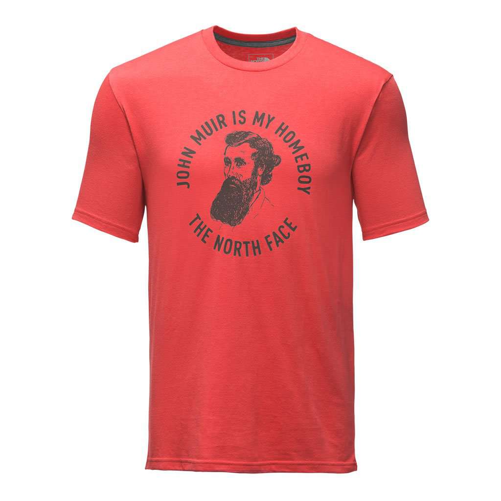 Men's Short Sleeve Bottle Source Novelty Tee in Sunbaked Red by The North Face - Country Club Prep