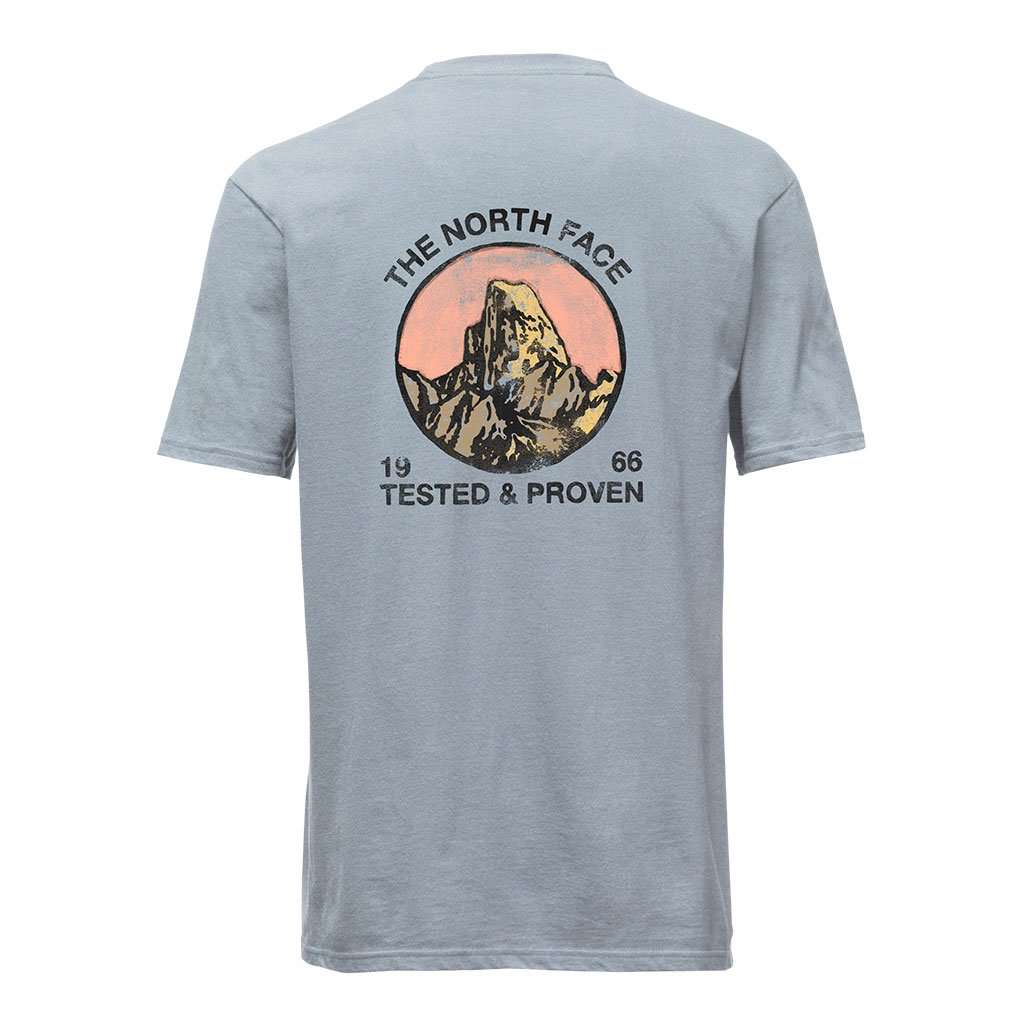 Men's Short Sleeve Woodcut Tee in Dusty Blue by The North Face - Country Club Prep