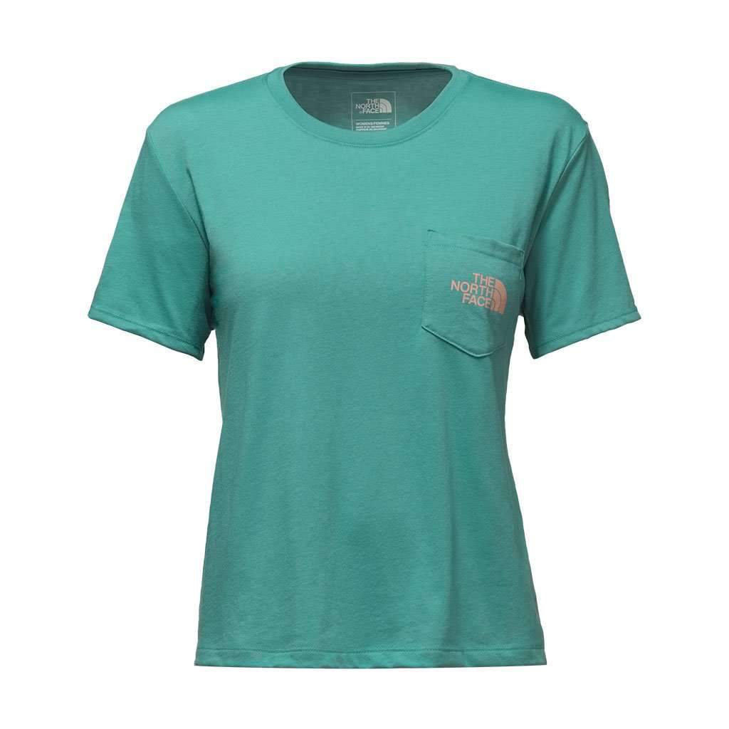 Women's Short Sleeve Bottle Source Red Box Tee in Bristol Blue by The North Face - Country Club Prep