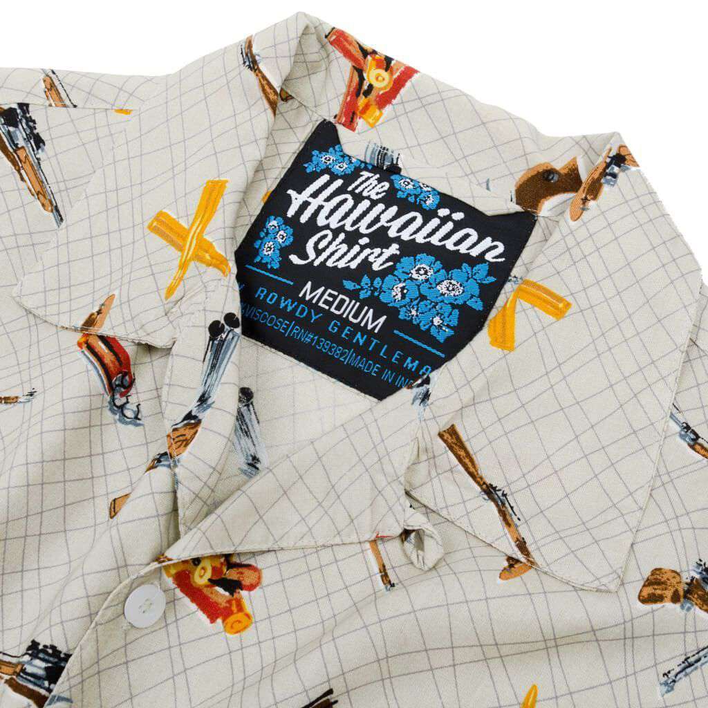 The Sharpshooter Hawaiian Shirt in Light Brown by Rowdy Gentleman - Country Club Prep