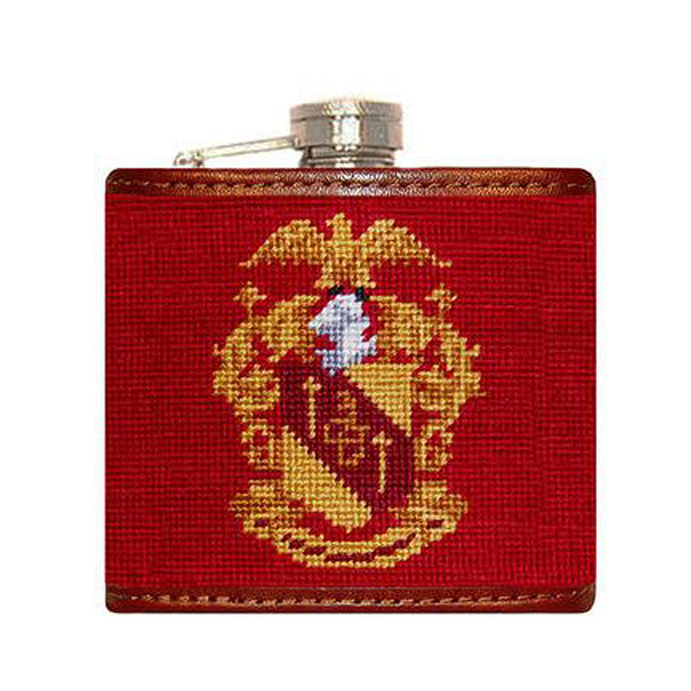 Theta Chi Needlepoint Flask in Red by Smathers & Branson - Country Club Prep