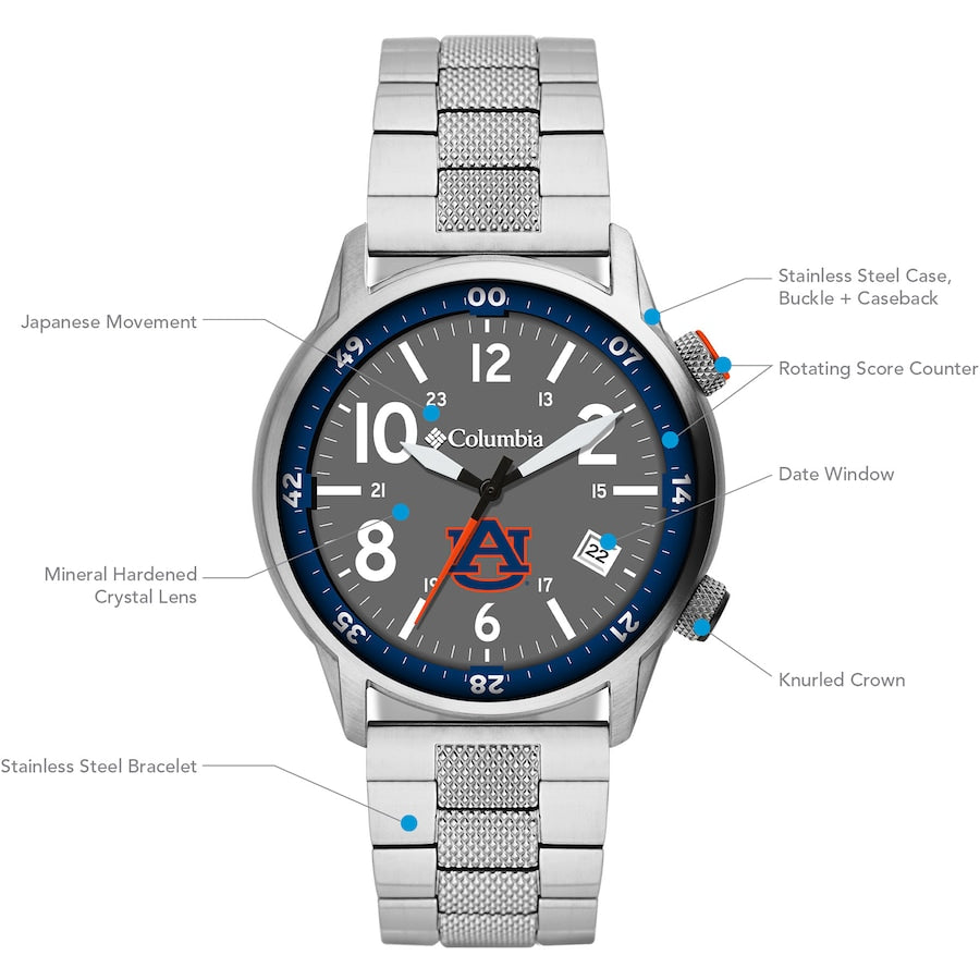 Auburn Outbacker 3-Hand Date Stainless Steel Watch by Columbia Sportswear - Country Club Prep