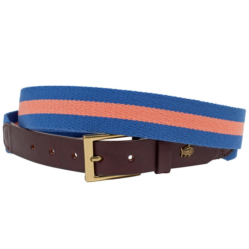 Classic Surcingle Belt in Cobalt Blue & Fusion Orange by Southern Tide - Country Club Prep